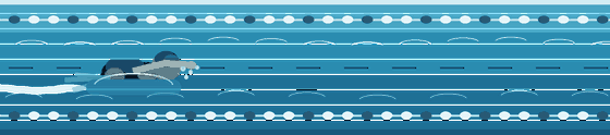 A man swimming laps back and forth in a pool